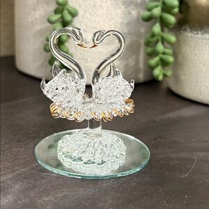 Elegant Glass Swan Figurine with Gold Accents